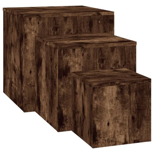 Vidaxl Tables D'appoint 3 Pcs Chêne Fumé Bois D'ingénierie
