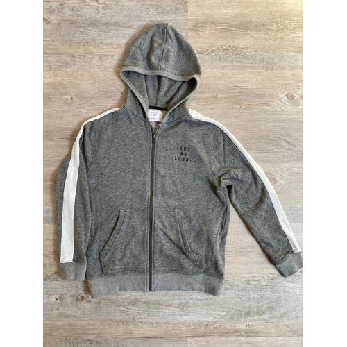 Gilet Zip Zara 11-12 Ans Gris Et Bandes Blanches