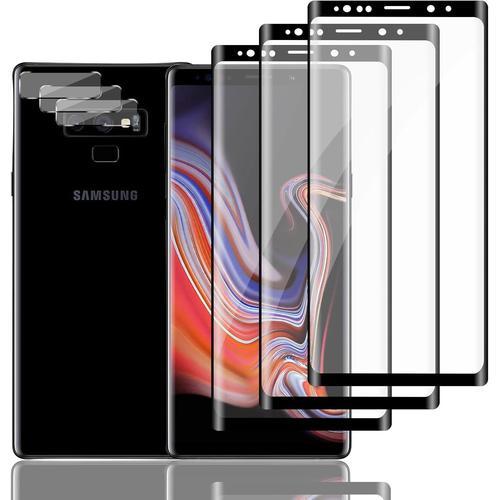 3+3 Pièces Verre Trempé Pour Samsung Galaxy Note 9 Avec 3 Pièces Caméra Arrière Protecteur, 9h Dureté, Sans Bulles, Film Protection Écran Pour Samsung Galaxy Note 9