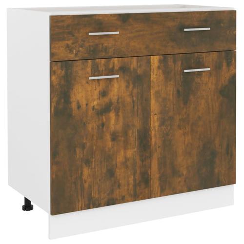 Vidaxl Armoire De Plancher À Tiroir Chêne Fumé 80x46x81,5 Cm