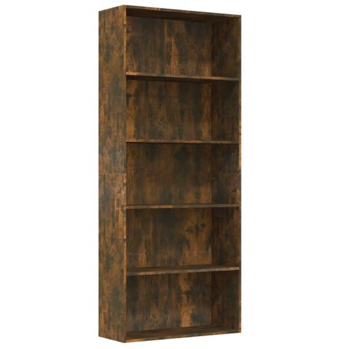 Vidaxl Bibliothèque 5 Niveaux Chêne Fumé 80x30x189cm Bois D'ingénierie