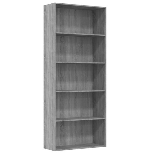 Vidaxl Bibliothèque 5 Niveaux Sonoma Gris 80x30x189 Cm