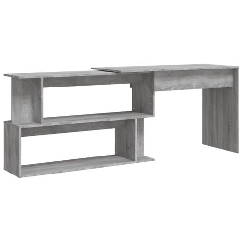 Vidaxl Bureau D'angle Sonoma Gris 200x50x76 Cm Bois D'ingénierie