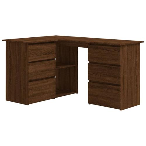 Vidaxl Bureau D'angle Chêne Marron 145x100x76 Cm Bois D'ingénierie