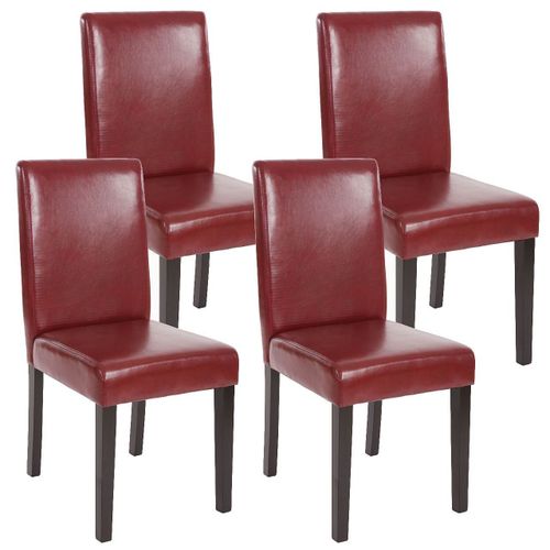 Lot De 4 Chaises De Salle À Manger Synthétique Rouge/Brun Pieds Foncés Cds04133
