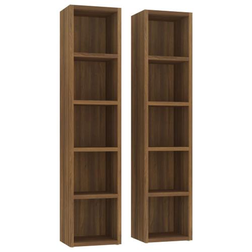 Vidaxl Armoires À Cd 2 Pcs Chêne Marron 21x16x93,5cm Bois D'ingénierie