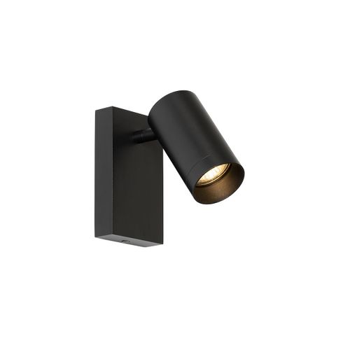 Qazqa Moderne Moderne Wandlamp Zwart Verstelbaar Met Schakelaar - Jeana Luxe Aluminium /Acier Noir Rectangulaire / Lampe De Lecture / Luminaire / Lumiere / Éclairage / Intérieur / Salon /...