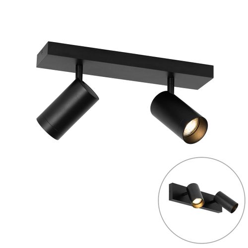 Qazqa Moderne Moderne Plafondplafonnier Spot Zwart Verstelbaar 2 Ampoules-Lichts - Jeana Luxe Acier /Aluminium Noir Oblongue / Luminaire / Lumiere / Éclairage / Intérieur / Salon / Cuisine...