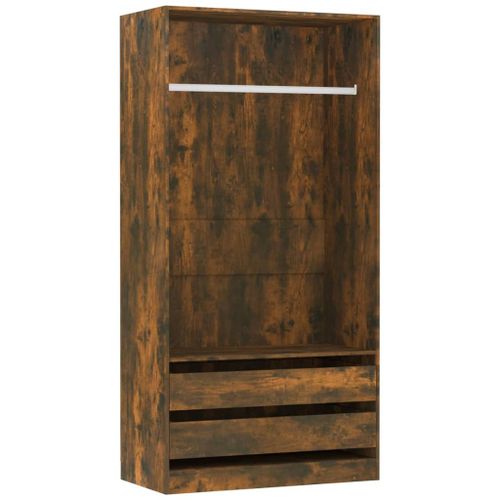 Vidaxl Garde-Robe Chêne Fumé 100x50x200 Cm Bois D'ingénierie