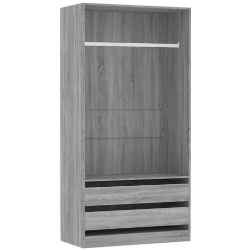 Vidaxl Garde-Robe Sonoma Gris 100x50x200 Cm Bois D'ingénierie