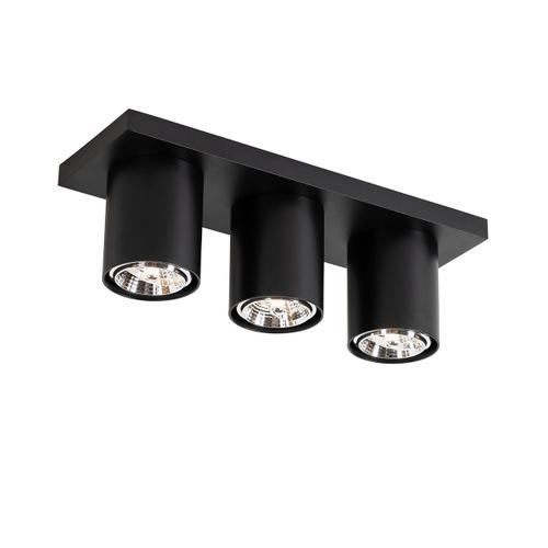 Qazqa Moderne Moderne Plafonnier ? Plafonnier Spot À Fixer Au Plafond Zwart 3-Lichts - Tubo Aluminium Noir Oblongue / Luminaire / Lumiere / Éclairage / Intérieur / Salon / Cuisine Gu10 Max....