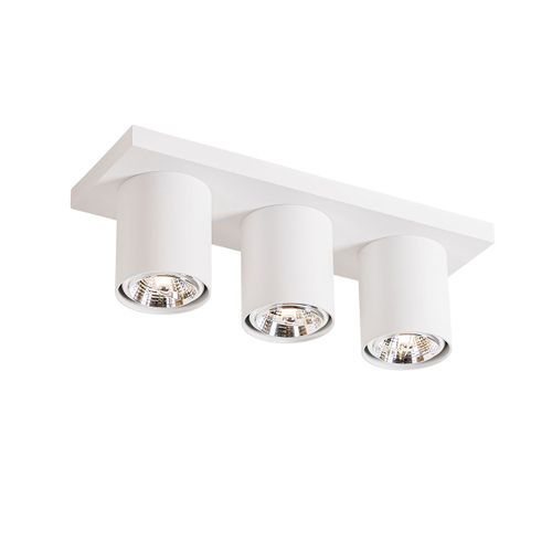 Qazqa Moderne Moderne Plafonnier ? Plafonnier Spot À Fixer Au Plafond Wit 3-Lichts - Tubo Aluminium Blanc Oblongue / Luminaire / Lumiere / Éclairage / Intérieur / Salon / Cuisine Gu10 Max. 3...