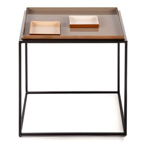 Paris Prix - Table D'appoint "Famosa" 40cm Café & Crème