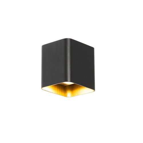 Qazqa Moderne Moderne Wandlamp Zwart Incl. Led Ip54 Vierkant - Evi Aluminium /Verre Noir Carré / Extérieur / Jardin / Luminaire / Lumiere / Éclairage Led (Non Remplaçable) Max. 2 X 2.4 Watt