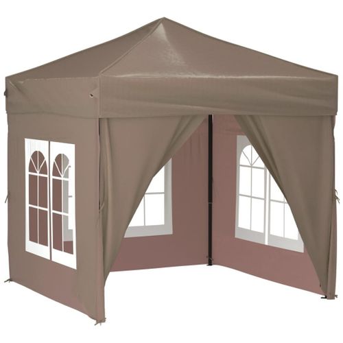 Vidaxl Tente De Réception Pliable Avec Parois Taupe 2x2 M