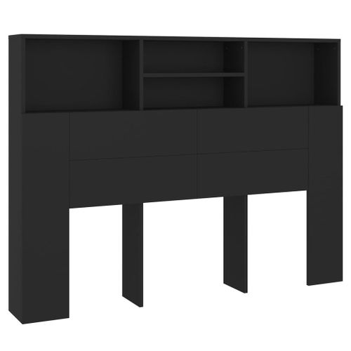 Vidaxl Armoire De Tête De Lit Noir 140x19x103,5 Cm