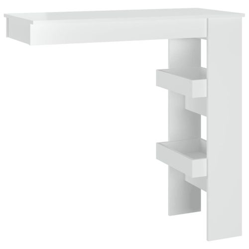 Vidaxl Table Bar Mural Blanc Brillant 102x45x103,5cm Bois D'ingénierie