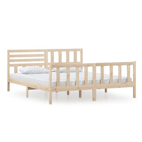 Vidaxl Cadre De Lit Bois Massif 180x200 Cm Super King