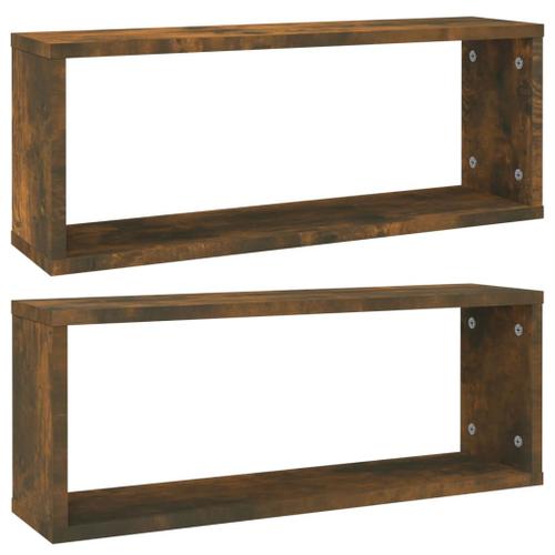 Vidaxl Étagères Murales Cube 2 Pcs Chêne Fumé 60x15x23 Cm Bois