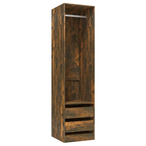Vidaxl Armoire Avec Tiroirs Chêne Fumé 50x50x200 Cm Bois D'ingénierie
