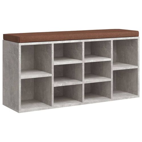 Vidaxl Banc À Chaussures Gris Béton 103x30x48 Cm Bois D'ingénierie