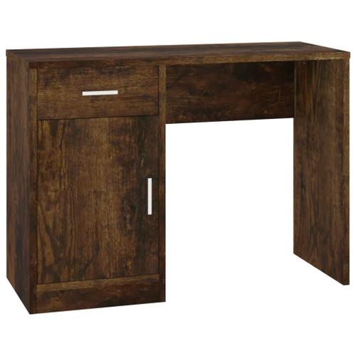 Vidaxl Bureau Avec Tiroir Et Armoire Chêne Fumé 100x40x73 Cm