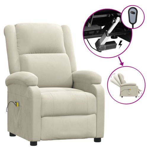 Vidaxl Fauteuil De Massage Inclinable Électrique Crème Velours