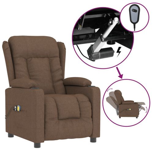 Vidaxl Fauteuil De Massage Inclinable Électrique Marron Tissu
