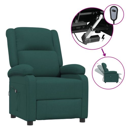 Vidaxl Fauteuil Inclinable Électrique Vert Foncé Tissu