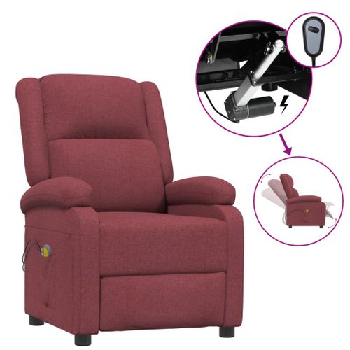 Vidaxl Fauteuil De Massage Inclinable Électrique Rouge Bordeaux Tissu