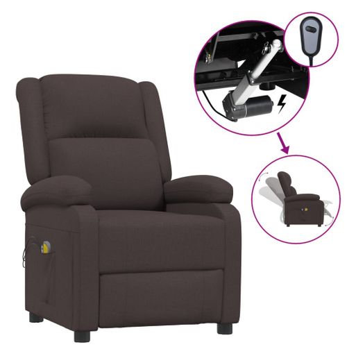 Vidaxl Fauteuil De Massage Inclinable Électrique Marron Foncé Tissu