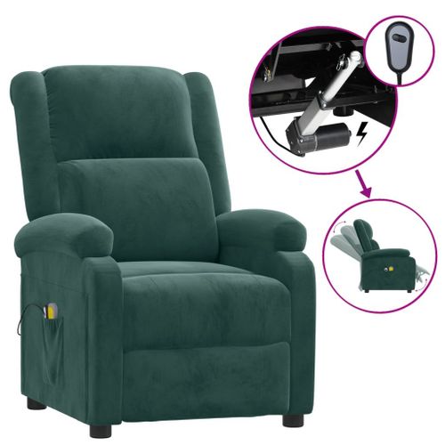 Vidaxl Fauteuil De Massage Inclinable ?Lectrique Vert Fonc? Velours
