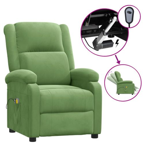 Vidaxl Fauteuil De Massage Inclinable Électrique Vert Clair Velours