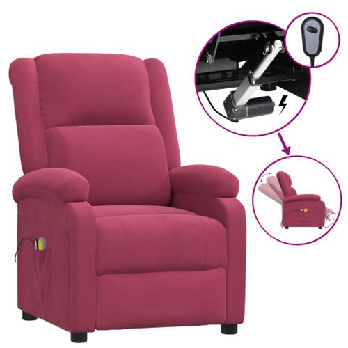 Vidaxl Fauteuil De Massage Inclinable Électrique Bordeaux Velours