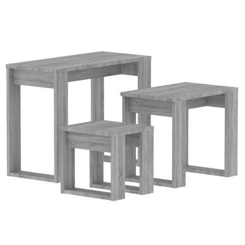 Vidaxl Tables Gigognes 3 Pcs Sonoma Gris Bois D'ingénierie