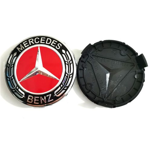 4pcs / 1set 75mm Wheel Center Hub Caps Cover Logo Badge Emblem Pour Mercedes-Benz (Rouge)