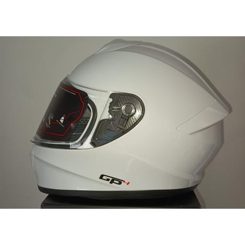 Casque De Moto Intégral Cms Gp4 Plain - Blanc - Taille M (57-58cm)