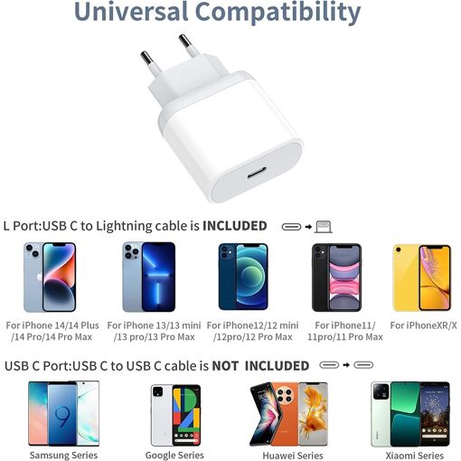 PD 20W chargeur rapide pour iPhone 14 13 12 11 Pro... – Grandado