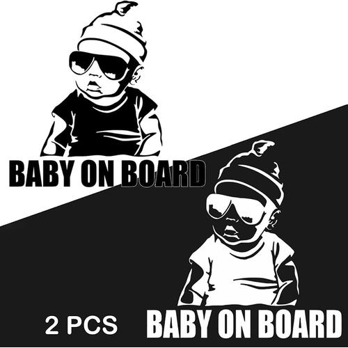 Baby on Board 2 pièces,Bebe a Bord Voiture 15x15CM, Pas Peur de la Pluie Et  du Soleil Autocollant Bebe a Bord Voiture, Protection Bébé Autocollant Bebe  a Bord Voiture