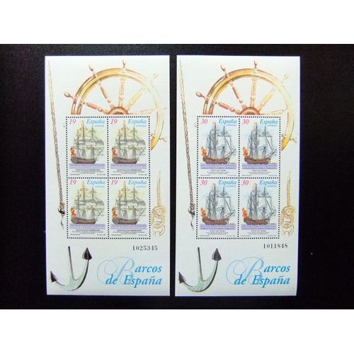 128 Espagne 1995 / Navires Vintage Galeons / Edifil3352 / 3353 ** Yvert Bloc 63 / 64 ** Mnh