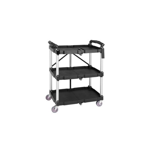 Petit Chariot Pliable 3 Niveaux, En Polypropylène Noir