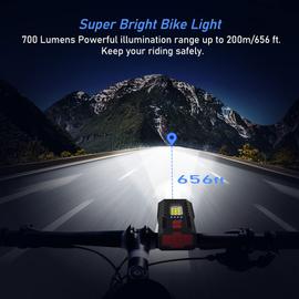 Éclairage Vélo Ensemble Lumière Vélo LED Puissante Rechargeable