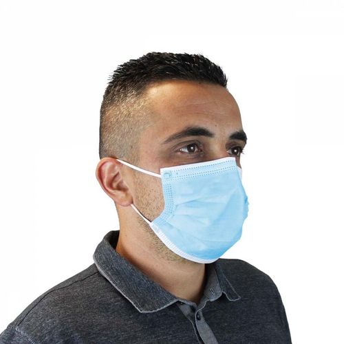 Lot De 50 Masques Chirurgicaux 3 Plis Jetables Type Ii R - Bleu