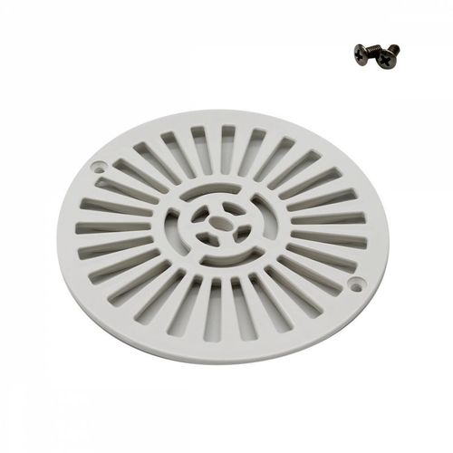 Astral - Grille bonde de fond ronde avec vis pour piscine béton - Diam 17,5 cm - Blanc