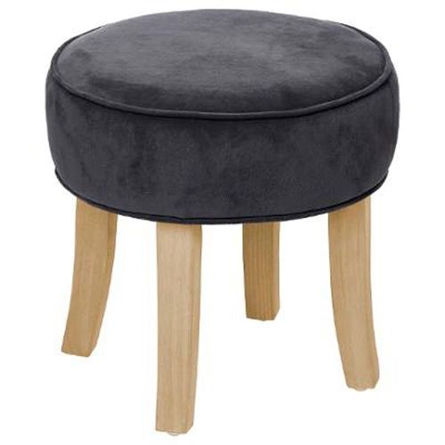 Tabouret En Velours "Adriel" 35cm Gris Foncé