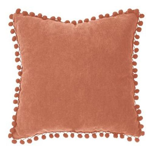 Coussin À Pompons "Jao" 40x40cm Terracotta