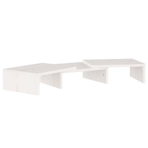 Vidaxl Support De Moniteur Blanc 60x24x10,5 Cm Bois De Pin Solide