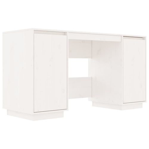 Vidaxl Bureau Blanc 140x50x75 Cm Bois Massif De Pin