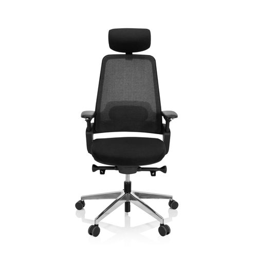 Chaise De Bureau / Fauteuil Pivotant Bracio Tissu Noir Hjh Office