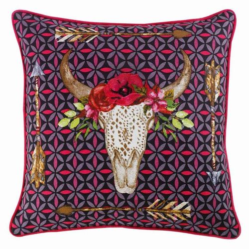 Coussin Déco Passepoil "Aponi" 45x45cm Rouge